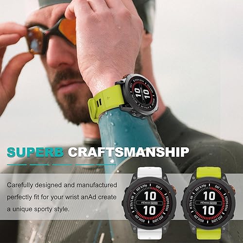 Miniatura 7 de OVERSTEP Correa de reloj para Garmin Fenix 7  Fenix 6  Fenix 5  EPIX 2, correas de reloj de silicona de ajuste rápido de 0.866 pulgadas para
