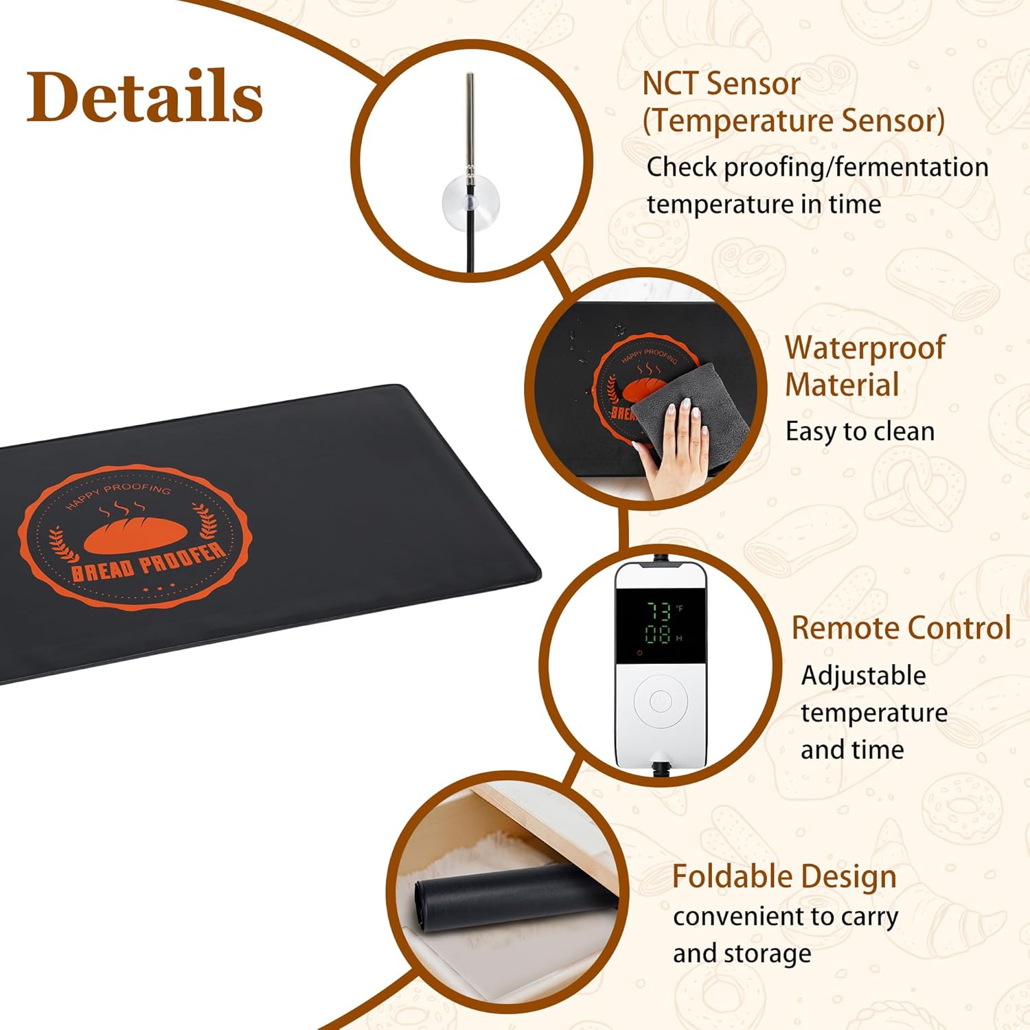 Bread Proofing Mat 2 Pack, Sourdough Warming Mat, Sourdough Starter Warmer with Thermostat Temperature Control, Dough Proofer Heating mats for Home Kitchen Baking Food(10.6" x 21.6")