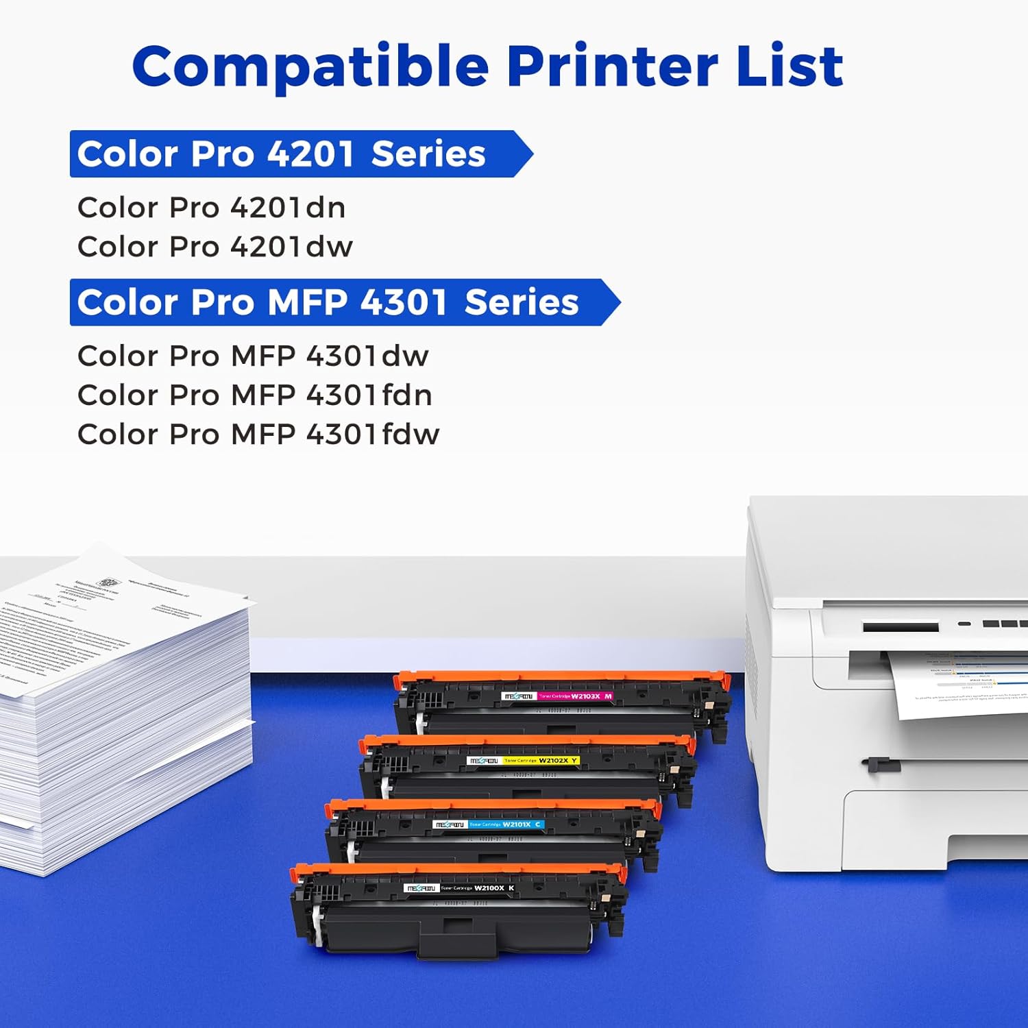 210X Toner Cartridges | Compatible Replacement for HP 210X W2100X W2101X W2102X W2103X 210A High-Yield Works with HP Color Pro 4201dw 4201dn MFP 4301dw 4301fdn 4301fdw Printer 4-Color Packs Set