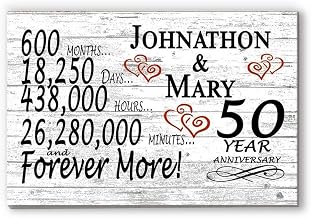 Personalized 50th Anniversary Sign Gift 50 Year Wedding Anniversary Present For Couple Days Minutes Years - Solid Wood - 16.5in x 10.5in x .75in (50 Year)
