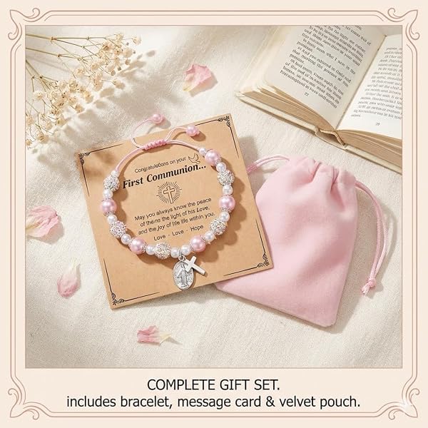 1 Pcs Braccialetto con Angelo Custode, Regalo per Battesimo, Cresima, Prima Comunione Bambino, Bambina, Regali per Comunione Femmina, con Confezione Regalo - 4