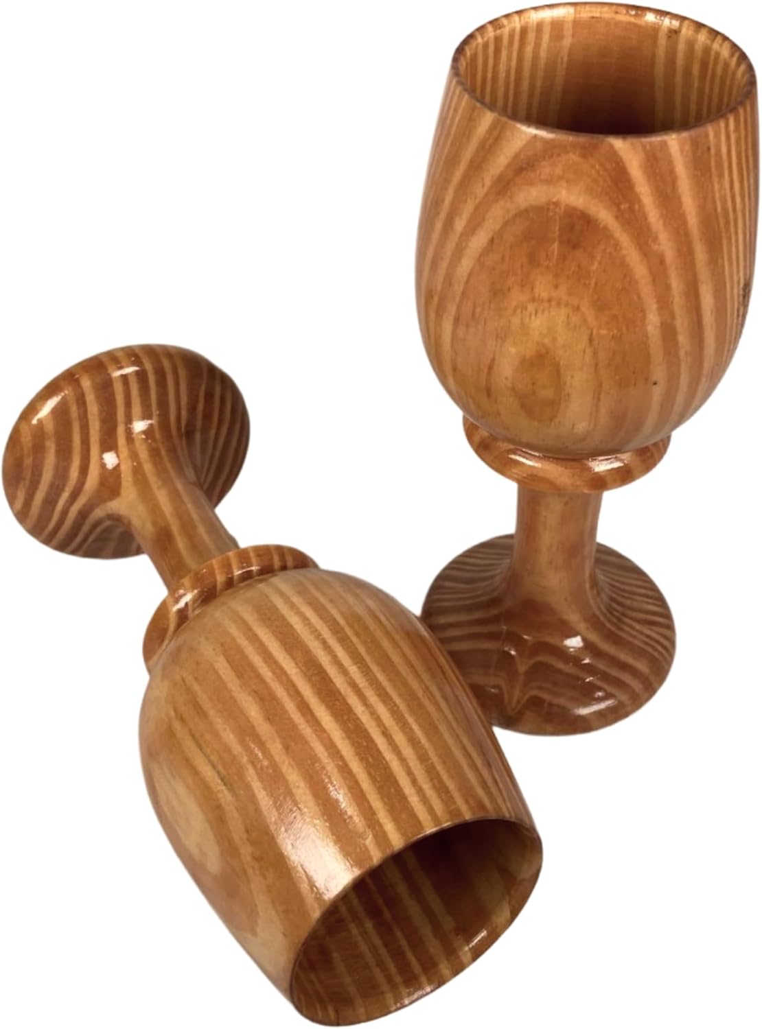 collectiblesBuy Antique Wooden Wine Goblets Set of 2 Natural Vibe Rustic Elegance Eco Friendly Heritage Harvest Cups Handcrafted Drinkware for Wine and Beverages