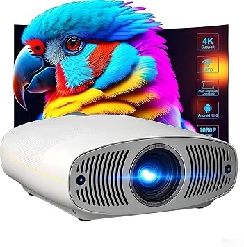 Ultra Bright 50,000 lm, 1300 ANSI Ceiling Suspension Compatible with Official Google TV/Netflix Projector, 150-inch Projection, Pluojikuta, For Home Use, 1080p Projector, Works in Bright Rooms, Business, AI Voice Control, Auto Focus, Wi-Fi Projection, Bluetooth 5.0, Built-in Speaker, Large Screen, Movies Watching, Meetings, Games, Karaoke Fitness instruction manual included English language not . White