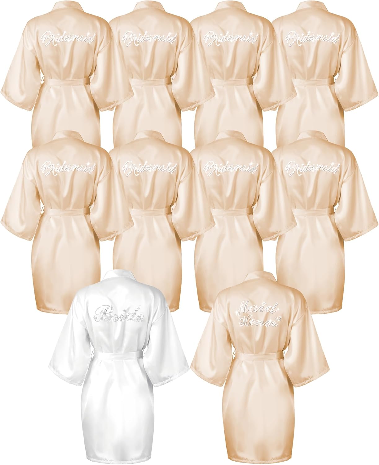 Jecery Bride Bridesmaid Robes for Women Kimono Rhinestones Maid of Honor Short Satin Robes Wedding Bridal Party Sleepwear