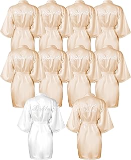 10 Pcs Bride Bridesmaid Robes Kimono Rhinestones Short Satin Robes for Women Wedding Party