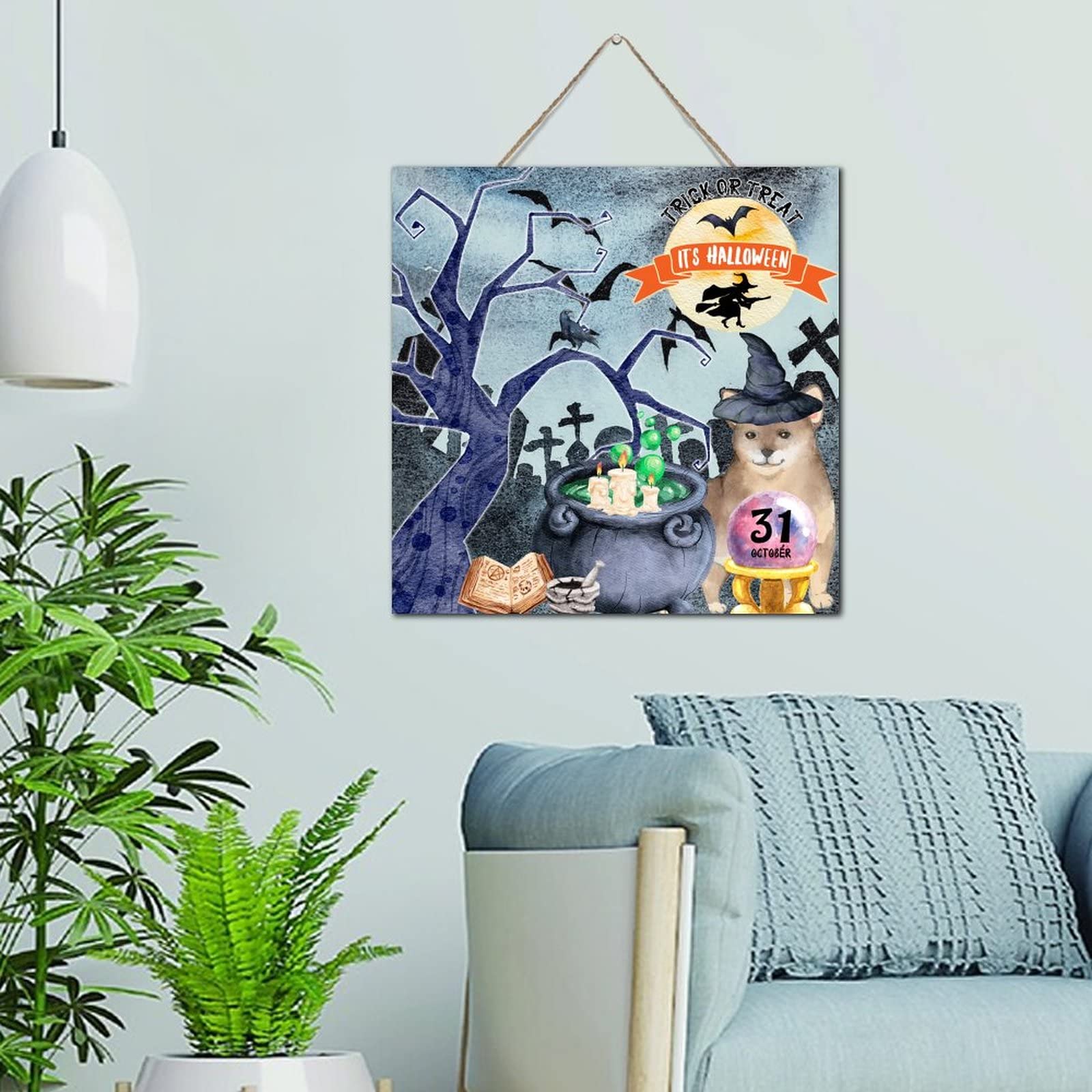 Plaque en bois Trick Or Treat style antique de qualité premium