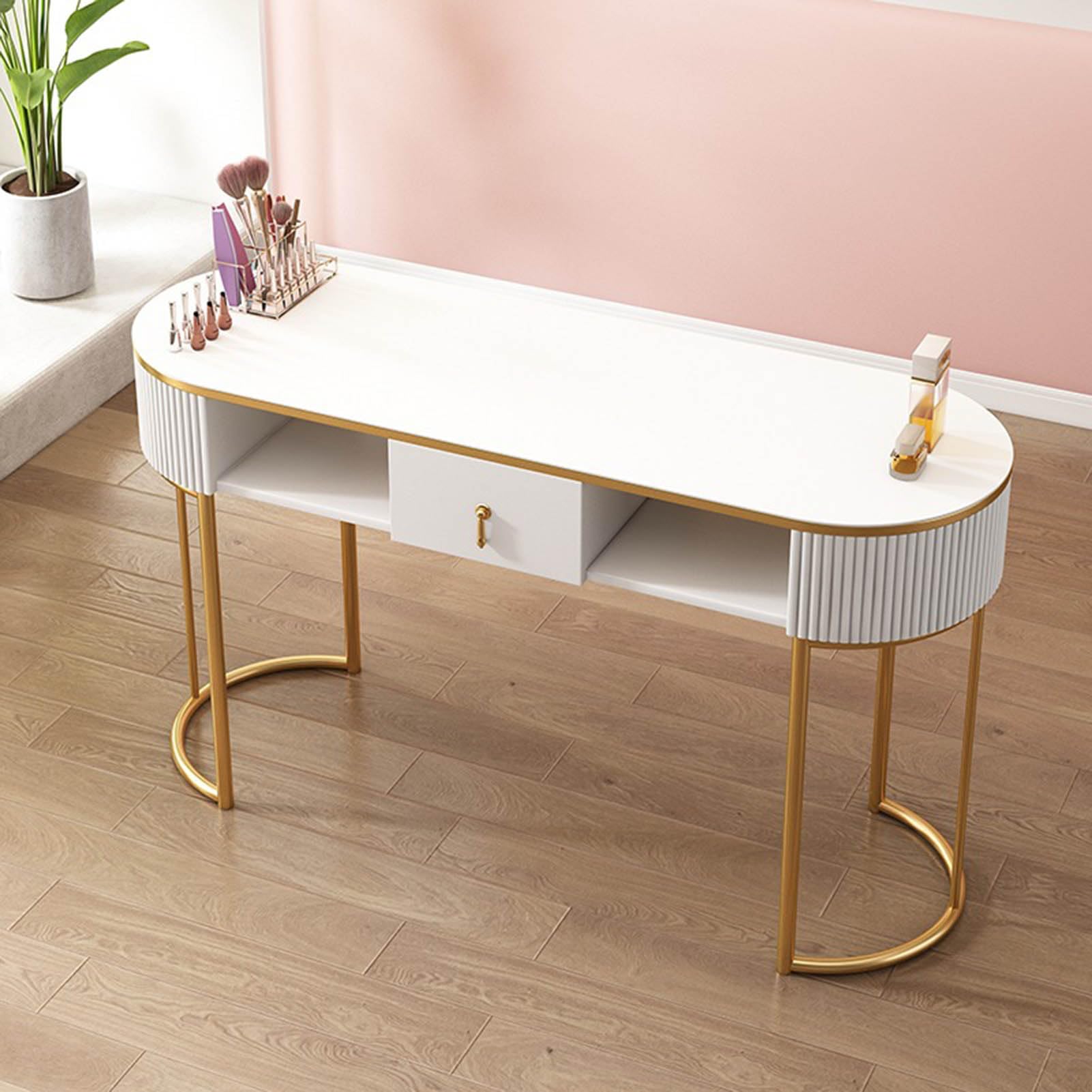 Escritorio profesional con cajones para manicura, moderna mesa de manicura de madera y armario de almacenamiento de 3 capas, ideal para el hogar, salón de belleza y spa, equipo de estación de trabajo