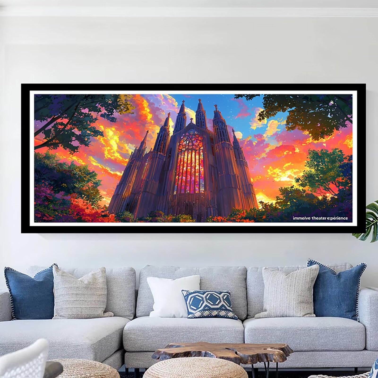 Diament Malarstwo Dorosły La Sagrada Familia De Barcelona Diament Malarstwo Duży Format 55x110cm DIY Haft Diament Pełny Rzemiosło Budynek Dzieci Obraz Koralik Diament Wklej Dekoracja CJ0P-584