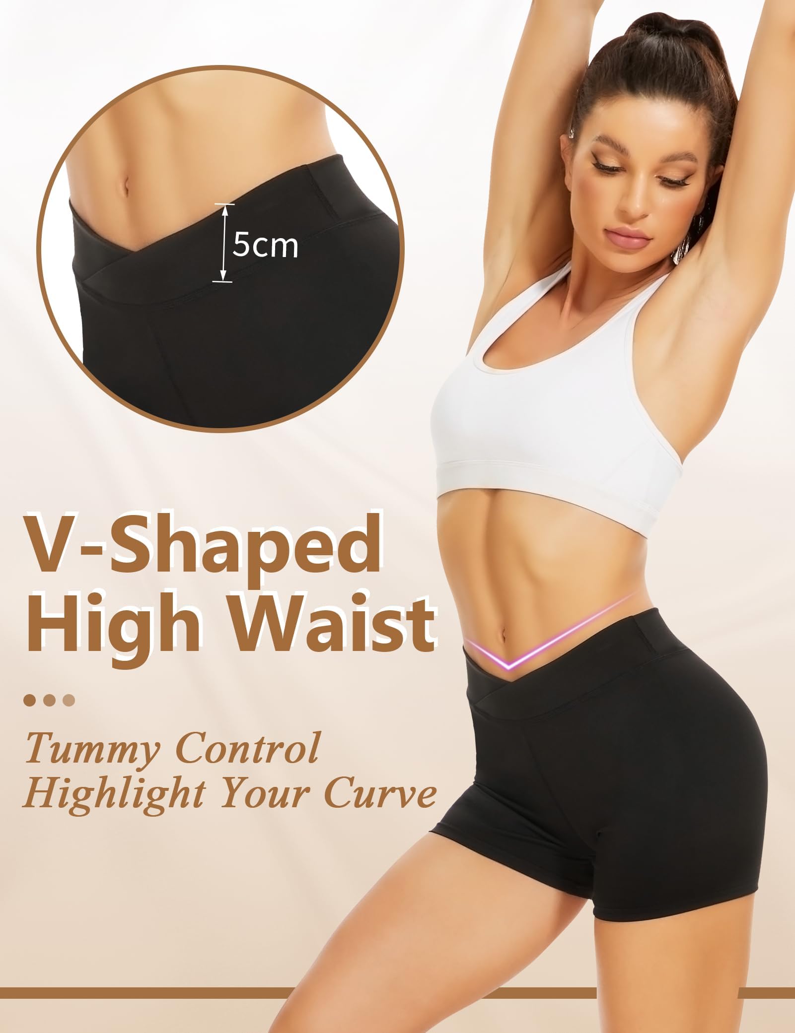 Becellen Sportowe spodenki sportowe sportowe sportowe Booty Scrunch Butt Lift