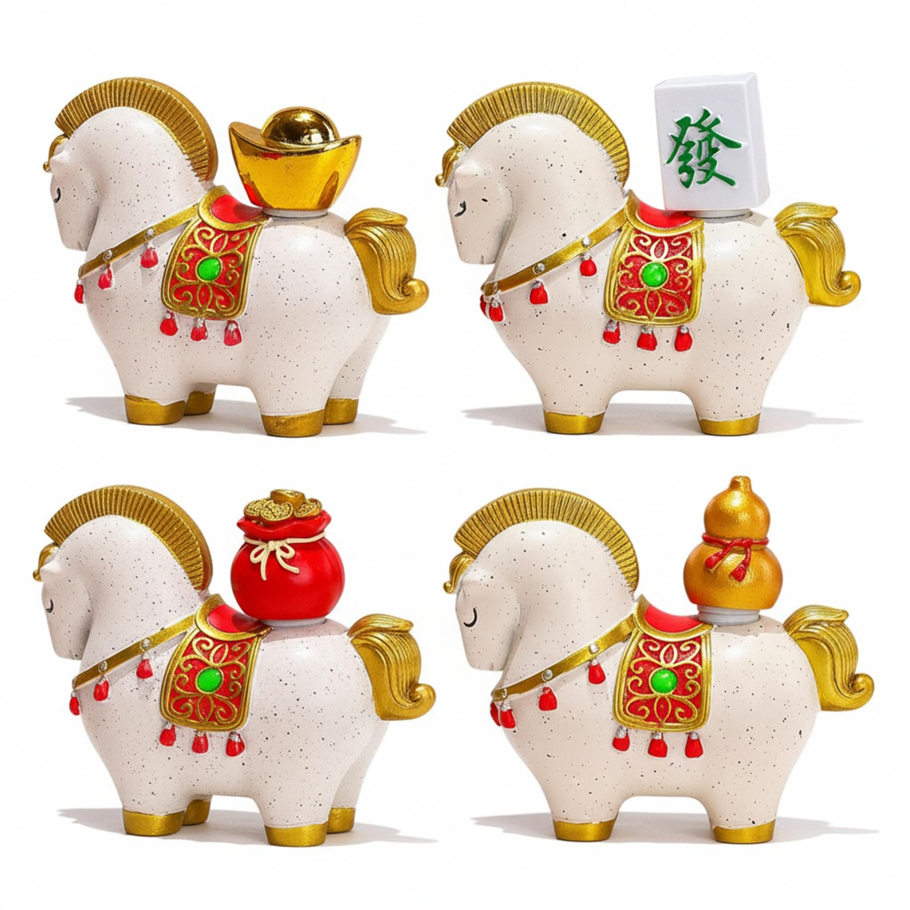 Décorations du Nouvel an 2026 pour Bureau avec figurines de chevaux du zodiaque en résine