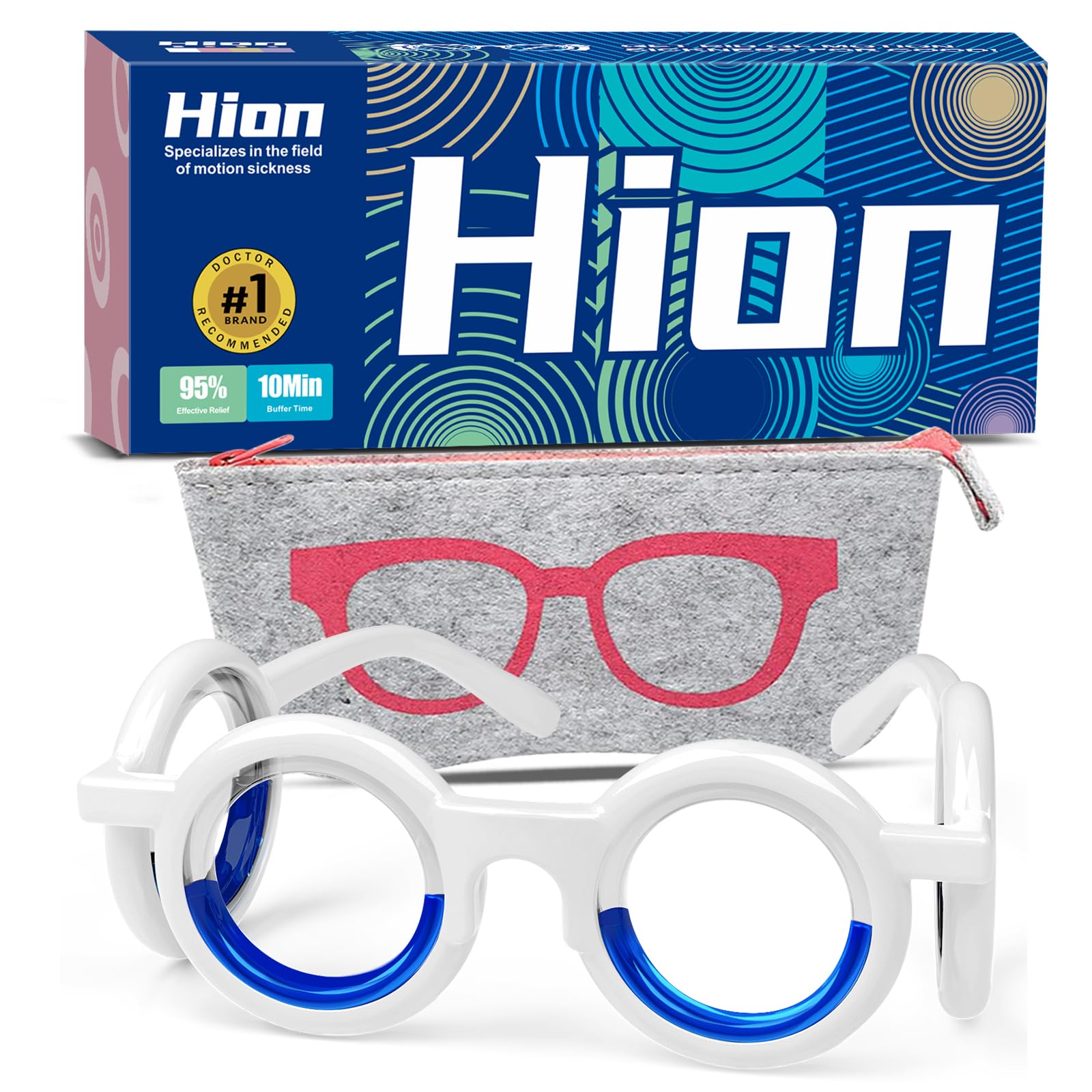 Hion Motion Sickness Glasses Relieve Carsickness Airsickness Seasickness,Ultra-Light Portable Nausea Vertigo Glassess, No Lens Liquid for Adults or