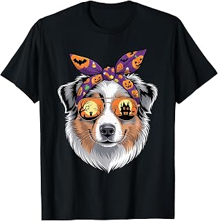 Halloween Bandana Australian Shepherd Aussie Dog T-Shirt