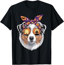 Halloween Bandana Australian Shepherd Aussie Dog T-Shirt