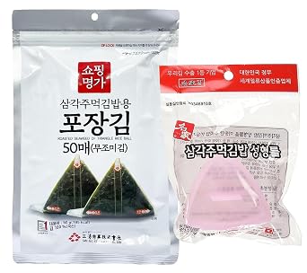 Minecook Seaweed Nori for Triangular Onigiri Samgak Gimbap Seaweed 50 Sheets with Mold