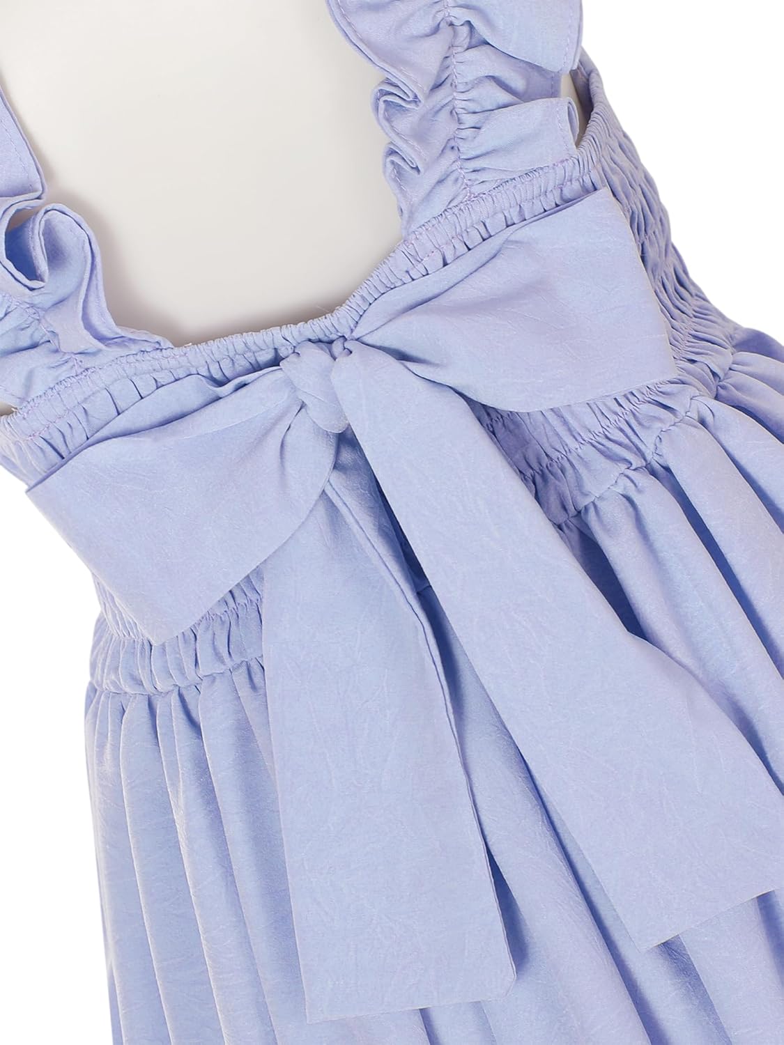 Flofallziqe Girls Casual Dress Summer Ruffle Shoulder Cute Bow Back Kid Boho Sundress for 4-12 Years 8 Years Lavender image 5 of 8 B0DYN4Q8KK