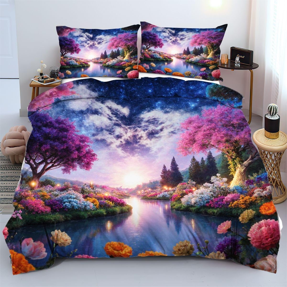 Parures de Lit 240x260 cm Parc Coloré en microfibre légère pour lits double