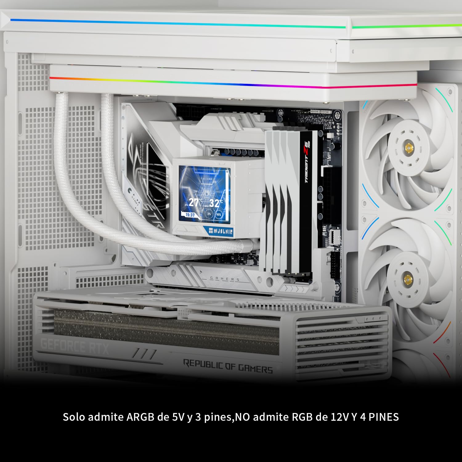 TR Mjolnir Vision 360 UB PRO ARGB White CPU Liquid Cooler with TL-UB36W PWM Fan for 2150RPM-Inline,3.5in LCD Screen with 640x480 Resolution,360 Aio for AM5/AM4;Intel LGA1700/1851/115x/2011