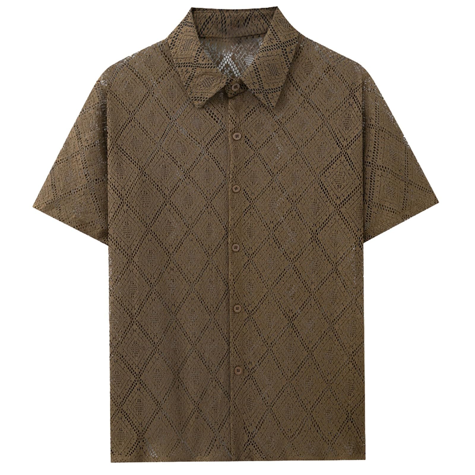2026 Blusa Elegante para Mujer Verano Camisa Ligera de Encaje Manga Corta con Botones Blusa Informal tamaño diseño Calado Top Transpirable Verano