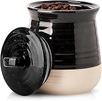 Hasense Ceramic Airtight Food Storage Jar 30oz - Coffee, Tea, Sugar, Cookie Canister for Kitchen Counter, Black Decor