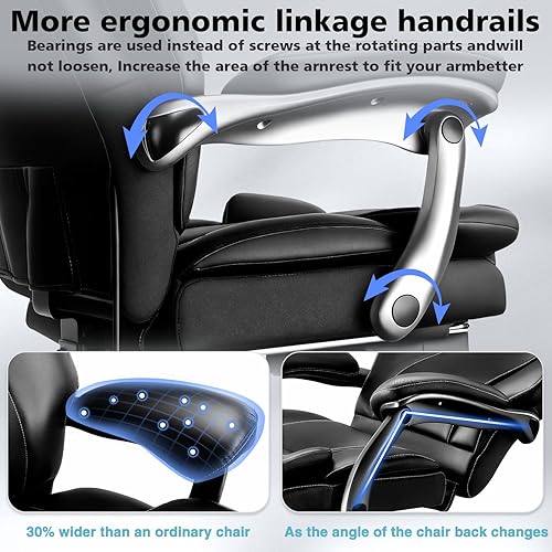 Miniatura 4 de Silla de oficina grande y alta de 600 libras para personas pesadas, silla de escritorio de oficina ejecutiva resistente y cómoda con soporte lumbar