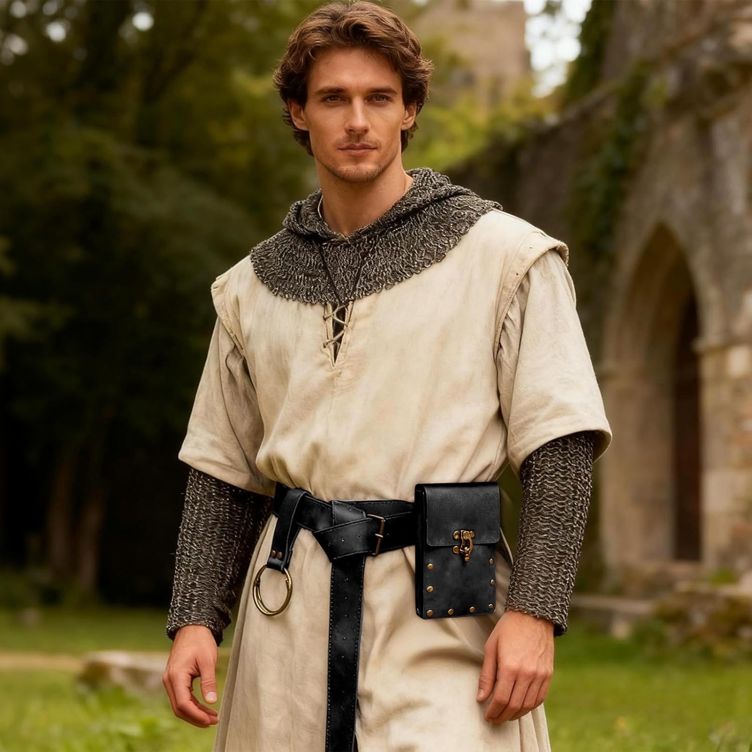 Renaissance Belt Bag Waist Bag Punk Medieval Leather Belt Bag, LARP Role-Playing Clothing Easter Retro Accessories - Image 4