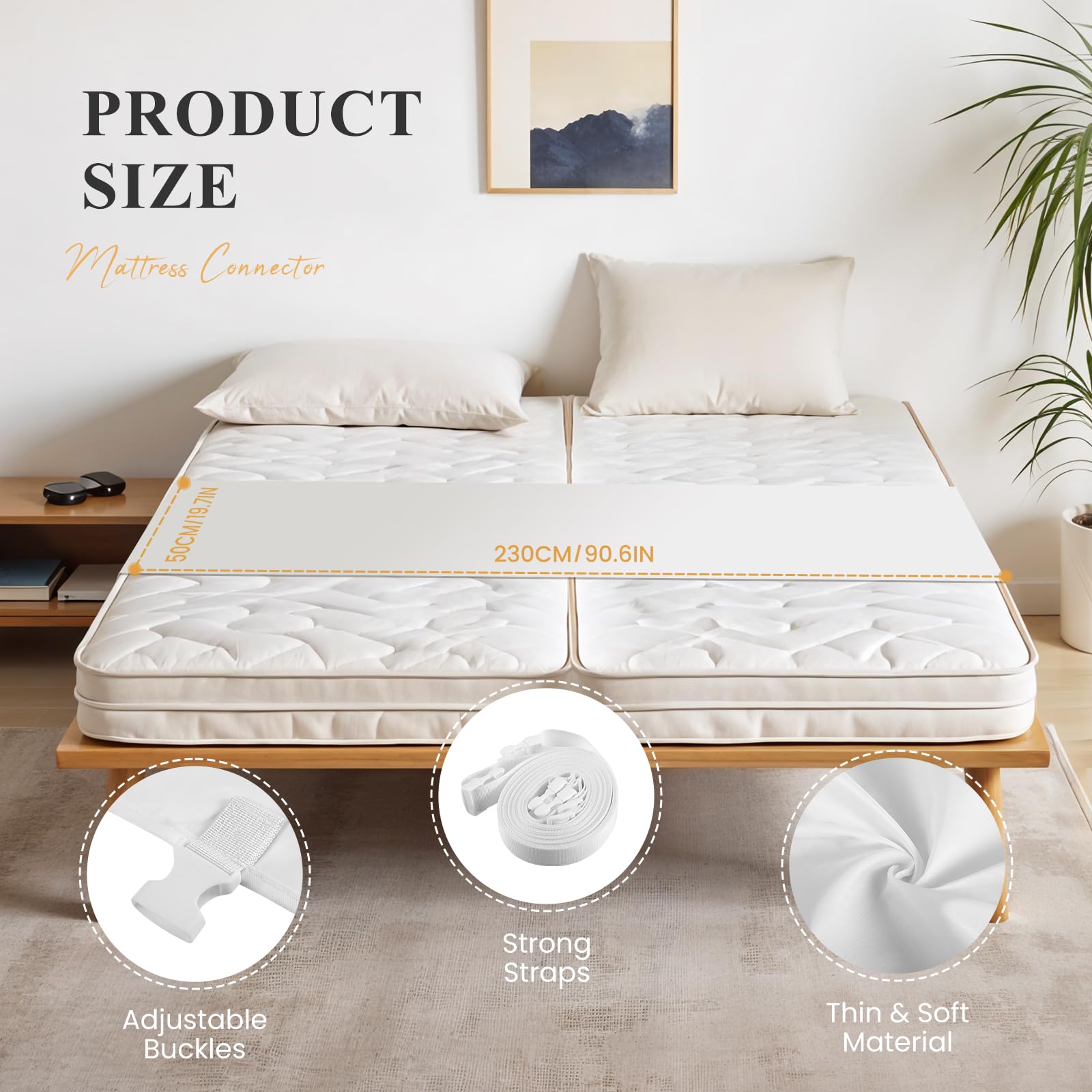 Neulriscn Liebesbrücke für Matratzen, 230 cm, Spaltfüller für Matratzen-Paare, rutschfest, Extra Long Mattress | Passend für Zwei Betten (90-240cm Breite) Love Bridge for Mattresses No Slipping