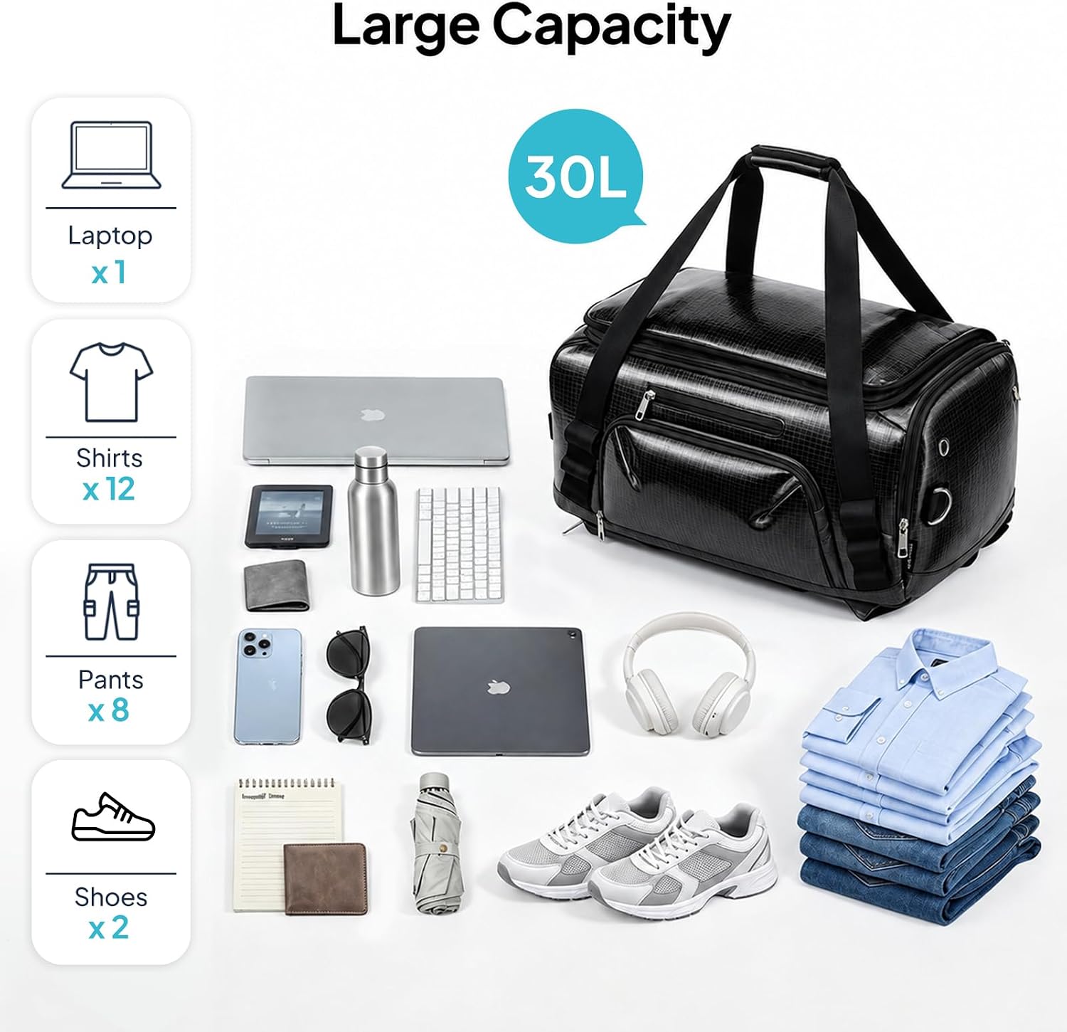 TOPEAST 30L Travel Duffel Backpack, 3-in-1 Convertible Duffle Bag image 5