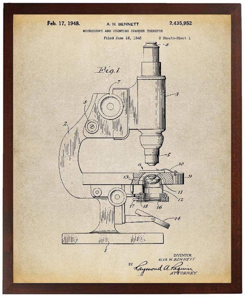 Antique Microscope Patent Poster Art Print Pharmacy Gift Science Decor Biology Teacher Technology Art Chemistry Science Teacher Gift TNP42