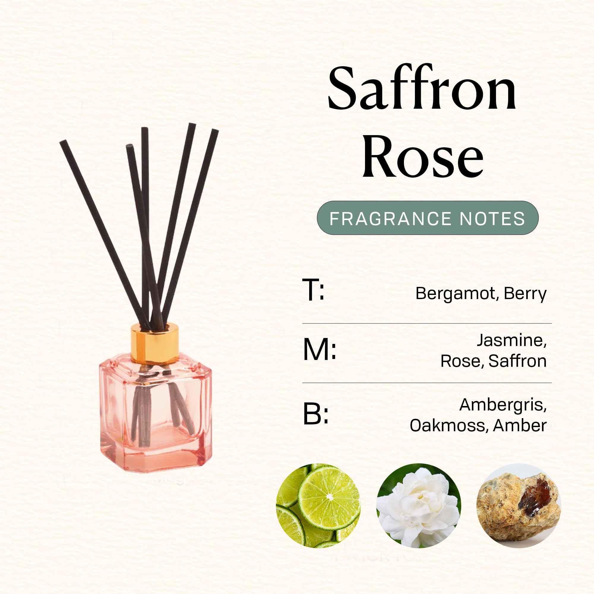 Paddywax Botanica – Diffuseur d'huile parfumée avec roseaux dans une bouteille en verre rose réutilisable, boîte cadeau tubulaire, avec bâtonnets diffuseurs, parfum durable, réutilisable et recyclable