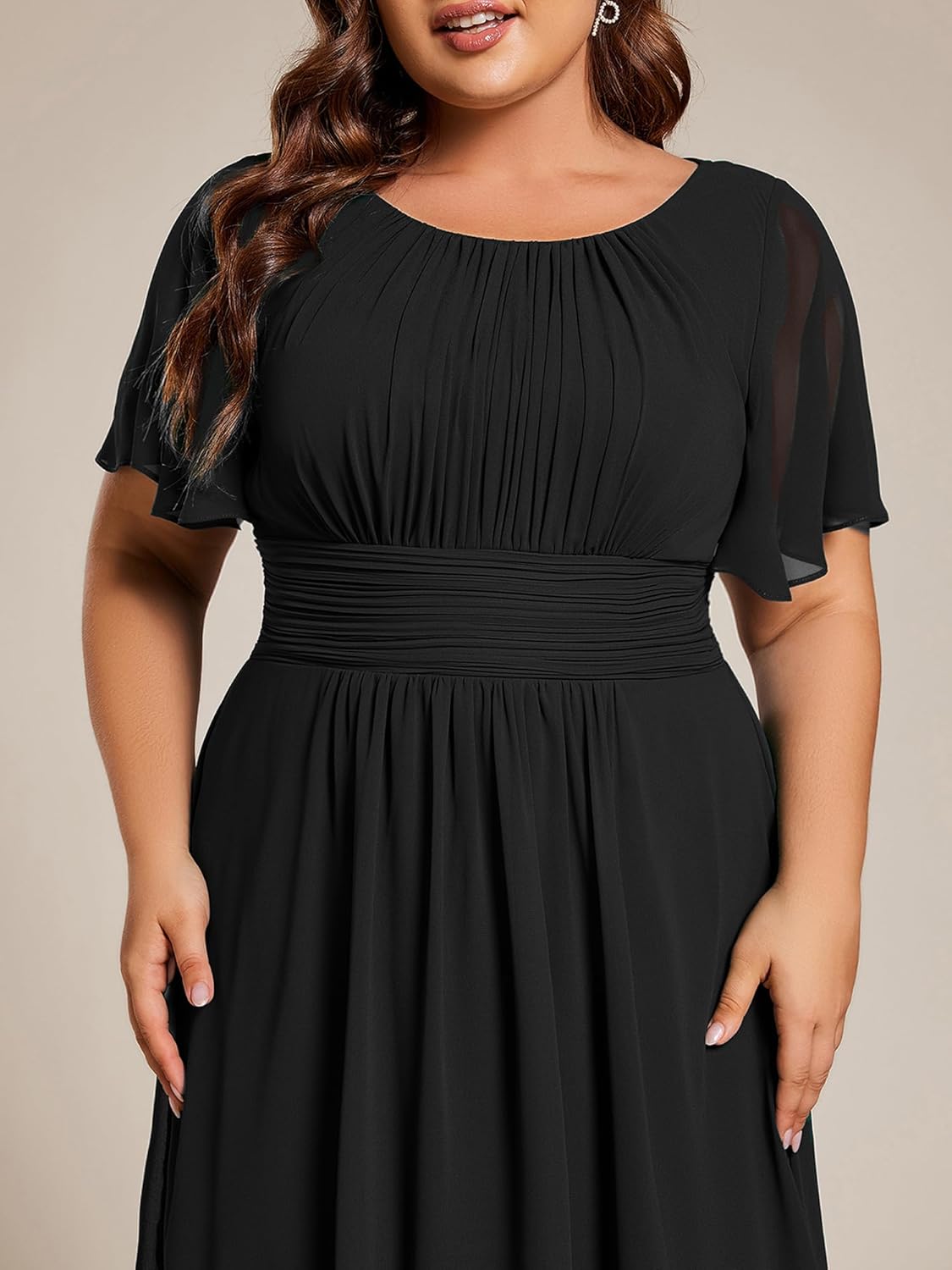 Ever-Pretty Women's Plus Size Formal Wedding Guest Dresses for Curvy Women A Line Chiffon Midi High Low Cocktail Dress - Image 5