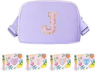 COSHAYSOO Purple Girls Purse Crossbody Initial Fanny Pack Letter Belt Bag for 6 7 8 9 10 11 12 Year Old Girl Birthday Christmas Gifts Party Favor Presents, Preteen Tween Girly Trendy Stuff Monogram J