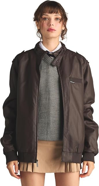 Members Only Womens Faux Leather Iconic Racer Jacket