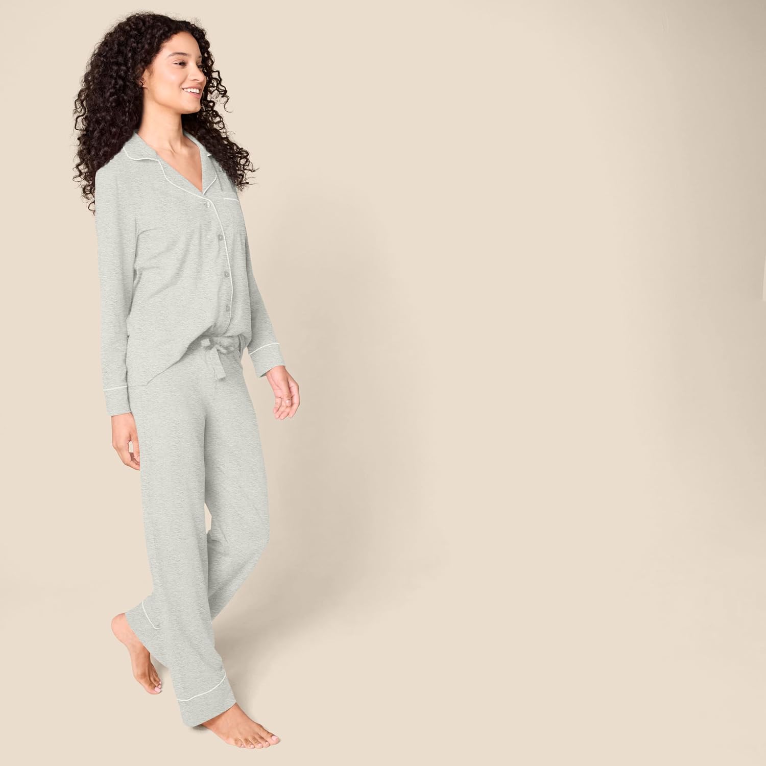 Amazon Essentials Women's Cotton Modal Long-Sleeve Shirt and Full-Length Bottom Pajama Set - Image 2