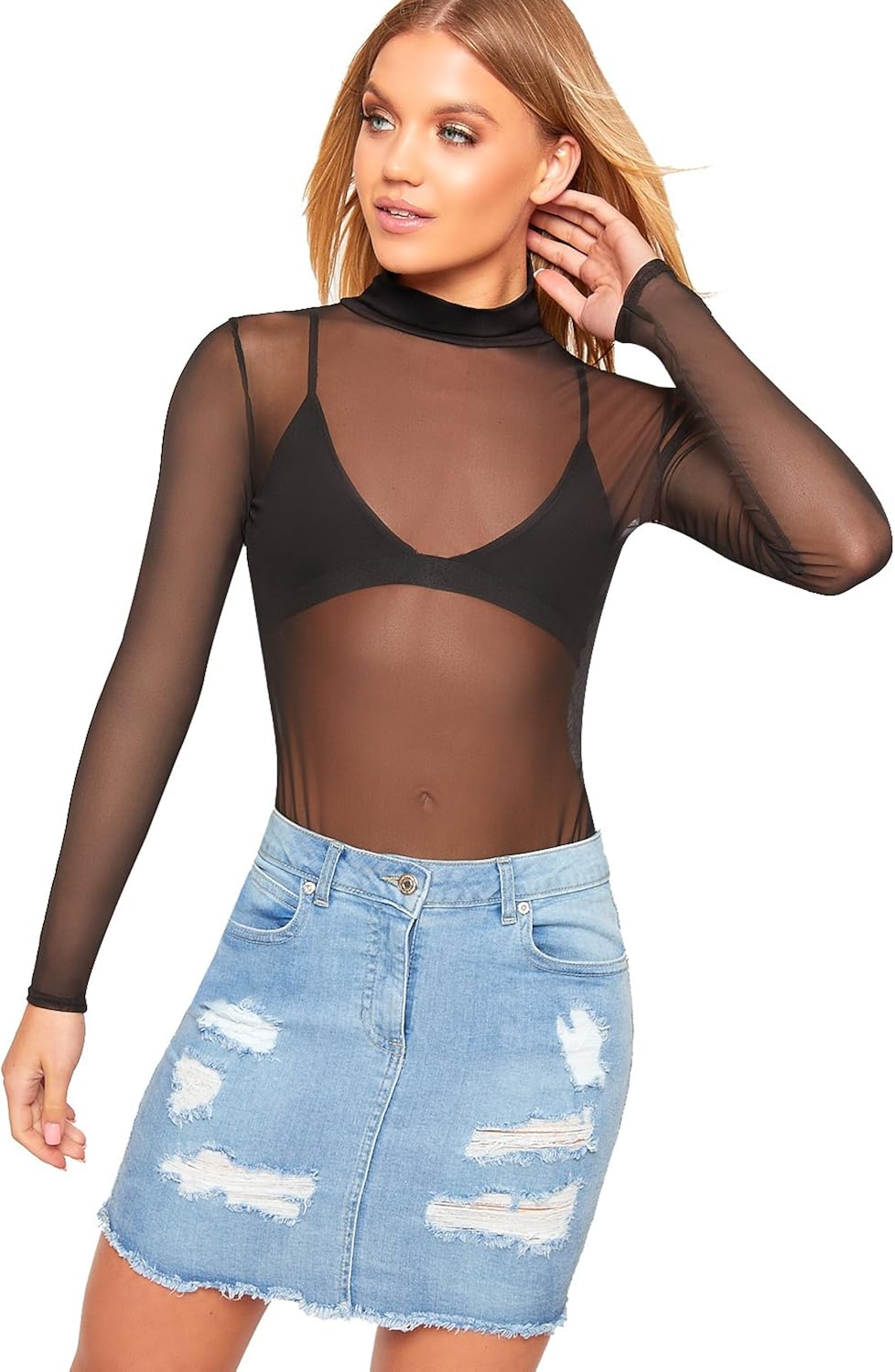 Sheer black polo neck Clearance