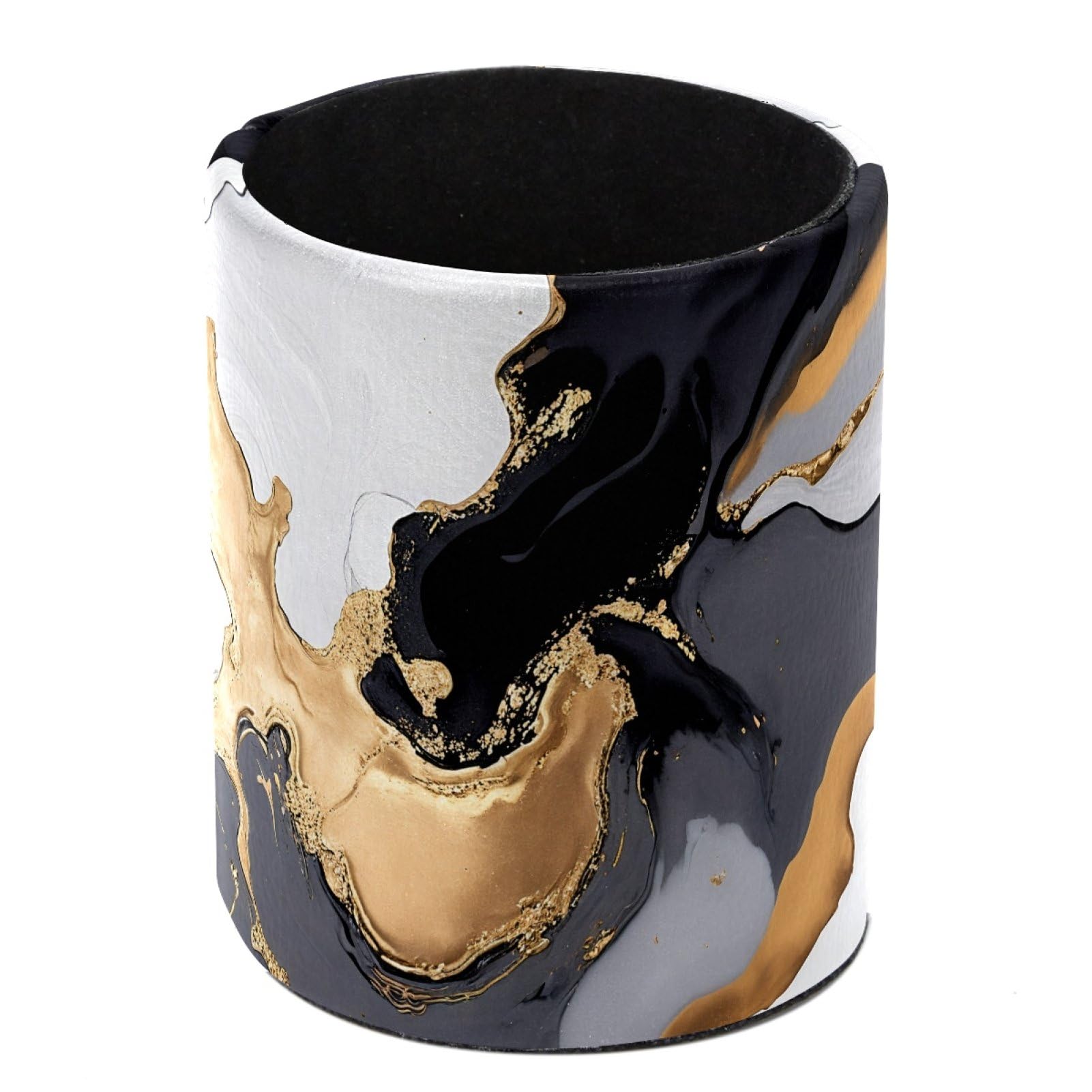 FWJZDSP Black Marble PU Leather Pencil Organizer, Makeup Brush Holder, Office Decor and Desk Accessories Durable