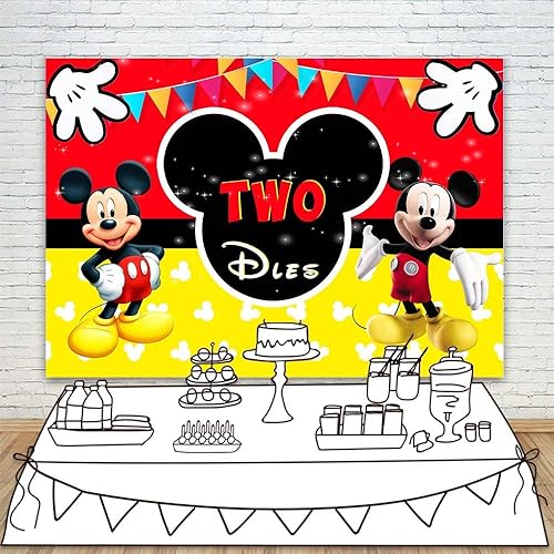 Miniatura 2 de Classinc - Telón de fondo de 2º cumpleaños de 7 x 5 pulgadas, rojo y negro, para niños, fondo de vinilo para fiesta de cumpleaños para niños