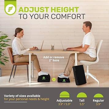 ErgoFoam Adjustable Foot Rest (Rounded, Velvet, Black) and Orthopedic Donut Pillow Bundle