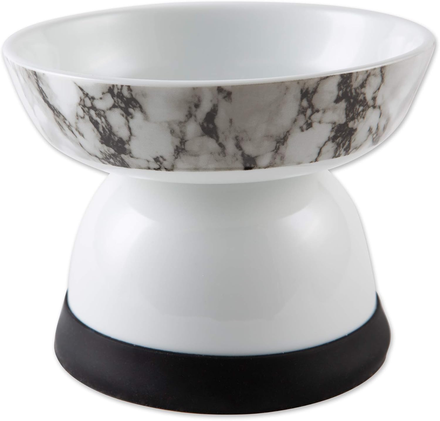 Bone Dry Pet Bowl Collection Ceramic Set, Raised Small, Marble, 2 Count White