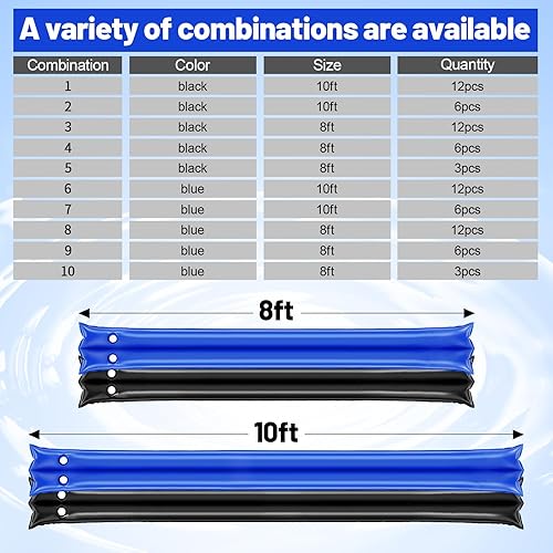 Miniatura 4 de Paquete de 3 tubos de agua de invierno de doble cámara de 8 pies de grosor para cubiertas de piscina, bolsas de agua de PVC resistentes de 0.016 in