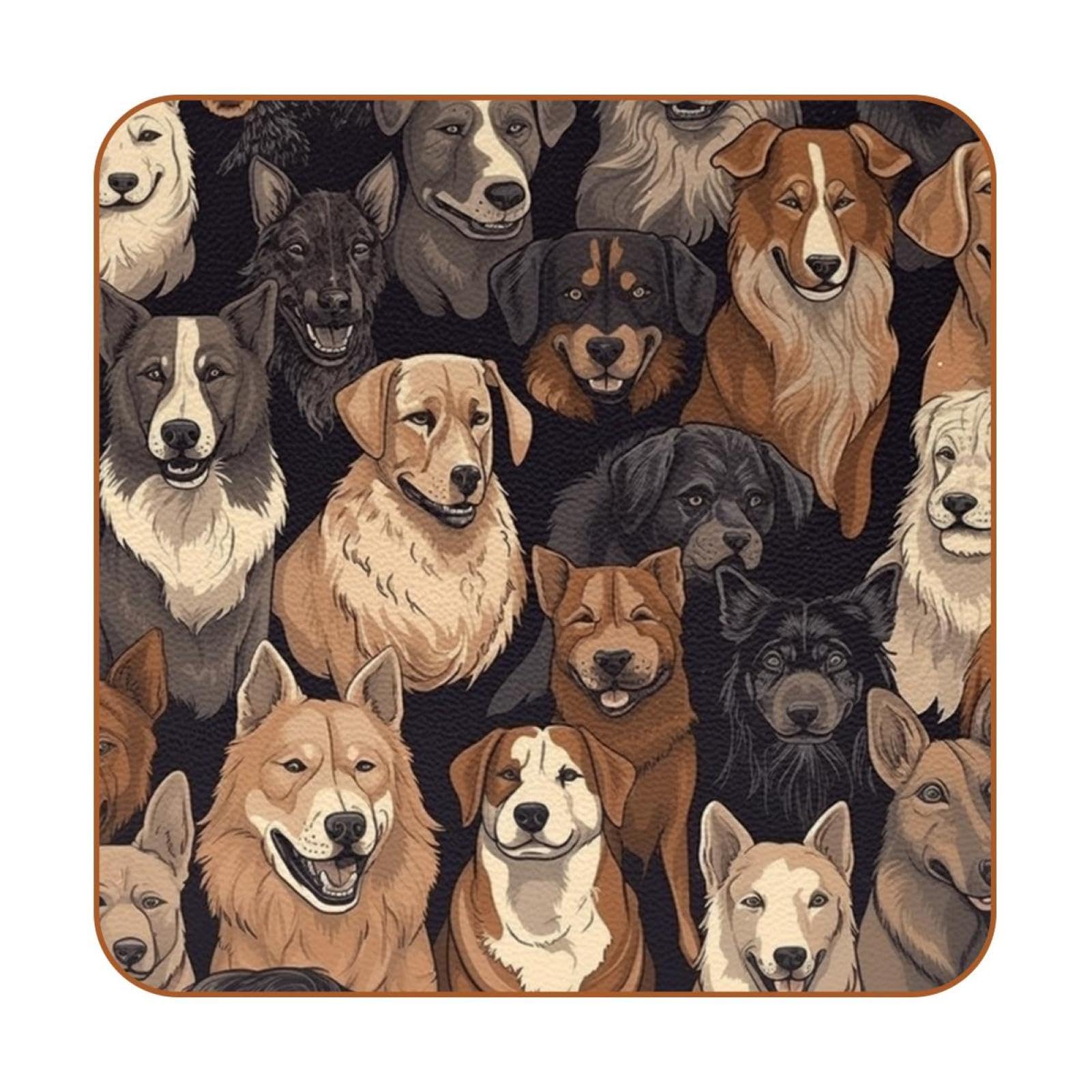 Dessous de verre pour tasses évitant les taches sur la table set de 6 chiens