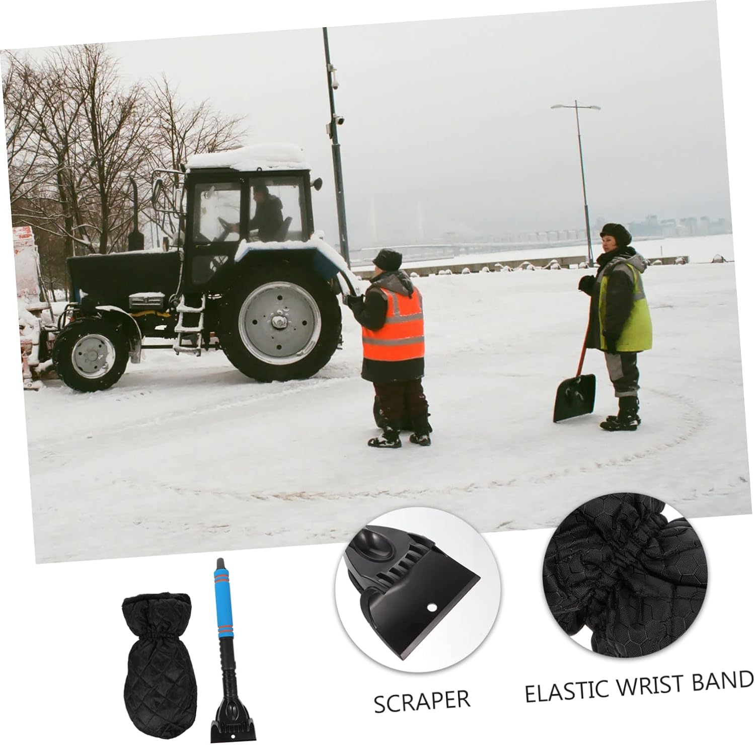 BESTonZON Ice Shovel Glove Kit Snow Removal Tool Brush Car Snow Brush and Ice Scraper for Windshield