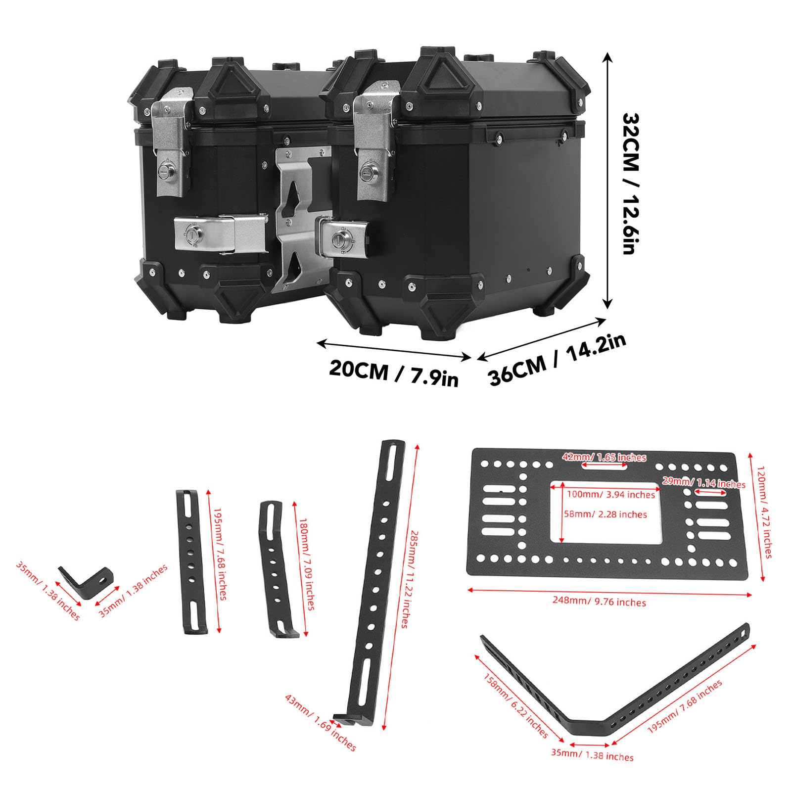 Akozon Caja de Motocicleta Aleación de Aluminio Caja de Silla de Montar Hard Support Rack Casco Equipo de Montaña