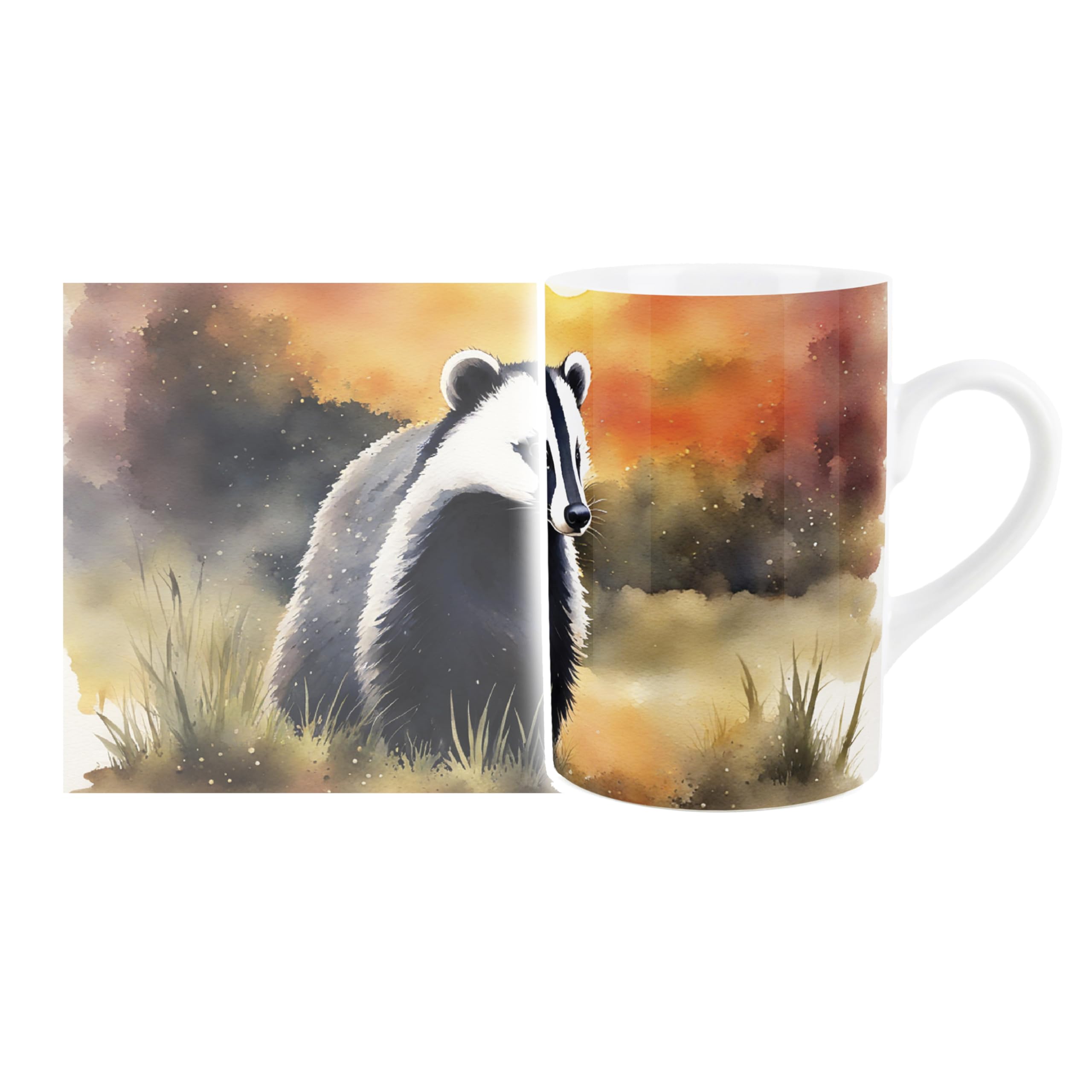 Purely Home Badger British Wildlife Mug - Countryside Animals/Birds Artwork - Tea Coffee Hot Drinks Ceramic Mug Gift/Present