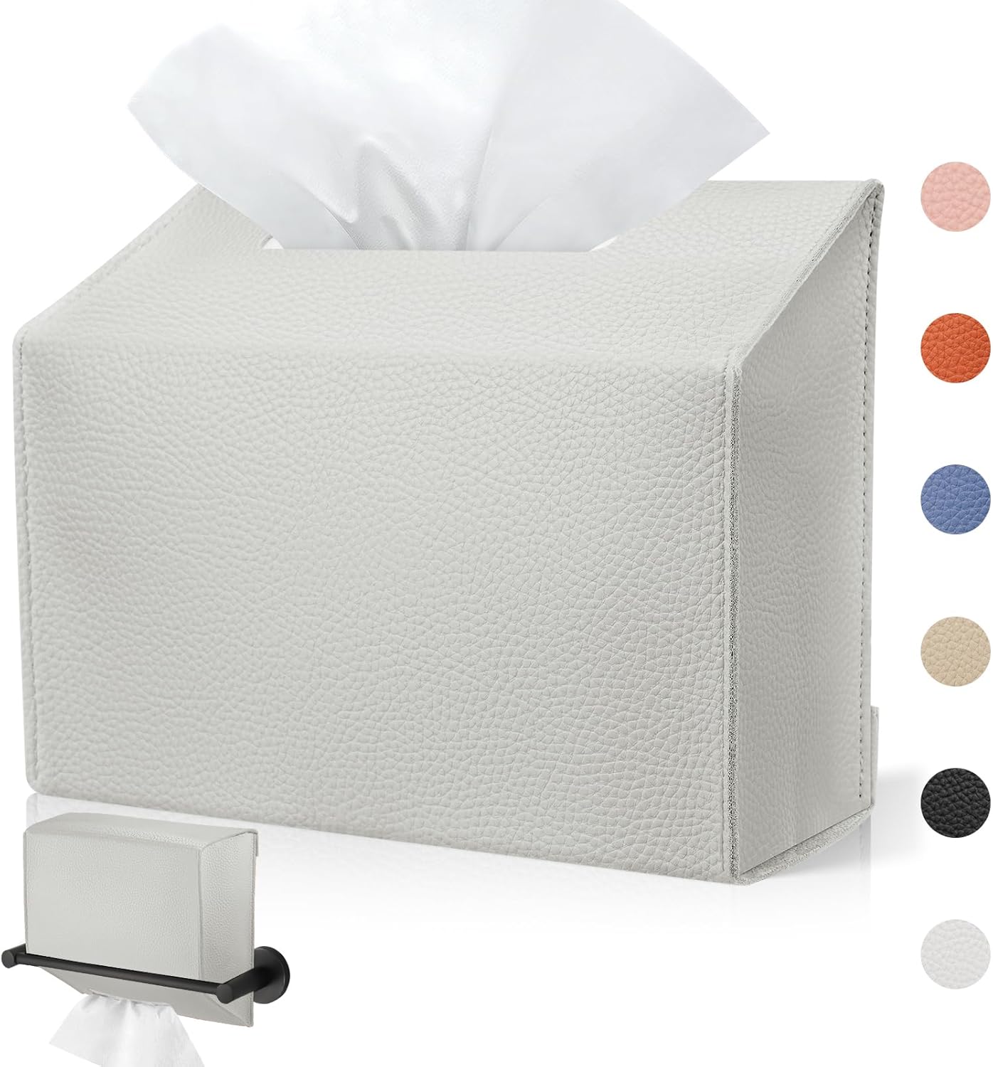 Tissue Box Cover Holder Compatible with Kleenex Disposable Paper Hand Towels, Leather Paper Towel Dispenser for Tabletop, Bathroom, Car, Office (Cream-1 Pack)