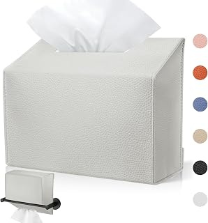 Disposable Hand Towel Box Cover Compatible with Kleenex Disposable Paper Hand Towels, Leather Tissue Box Cover Holder for Bathroom Holder (Cream-1 Pack)