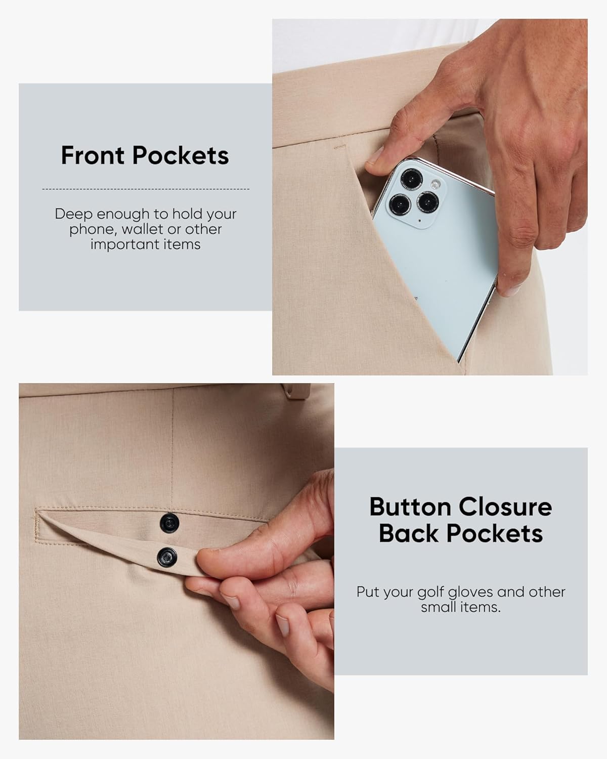 Men's Stretch Golf Pants 30''/32''/34'' - Lightweight Dress & Casual Trousers for Business Travel Work - Image 5