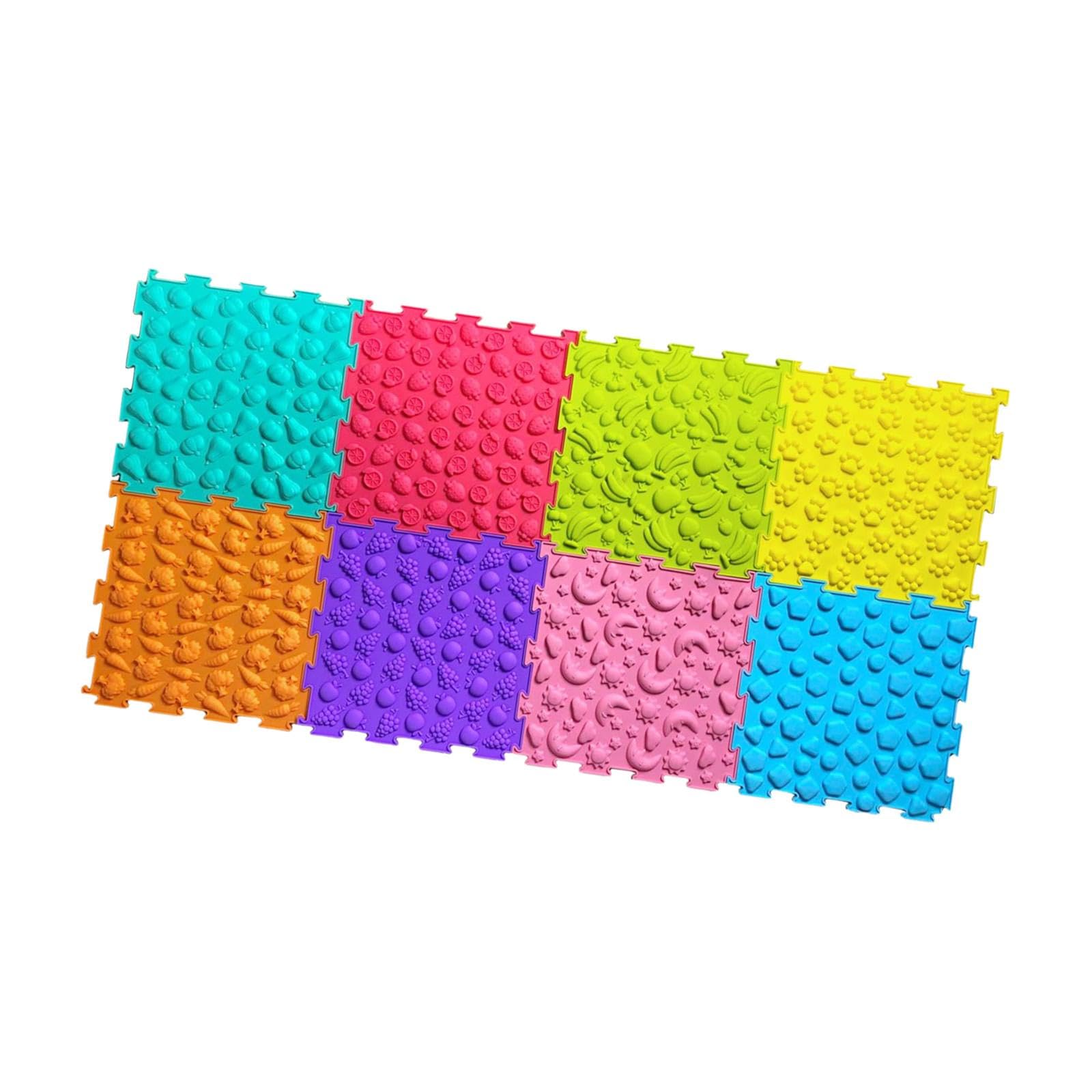 10 Stück Massage Bodenmatte Kinder Sinnesmatte Puzzlematte Fliesen Teppich für Sensorische Integration Motorikraum Spielzimmer, 8 Stück