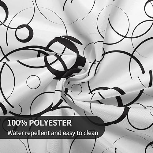 Miniatura 8 de Mantel decorativo de poliéster lavable estilo línea circular color negro bohemio, mantel redondo impermeable de 60 pulgadas