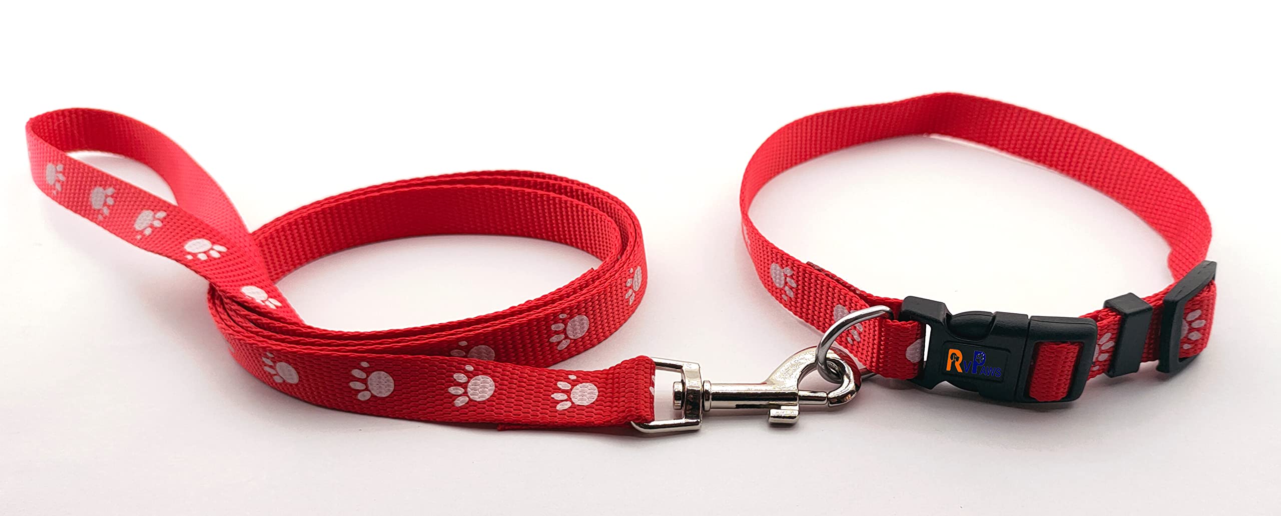 RvPaws Dog Collar and Leash Set Puppy Printed, Adjustable Nylon Collar with Leash for Small and Medium Dogs, Color-Full Collar Leash Set for Puppies, Dog & Cat 15 MM (Red, Print-1) (B0BS95KZ7Y) Amazon Price History, Amazon Price Tracker