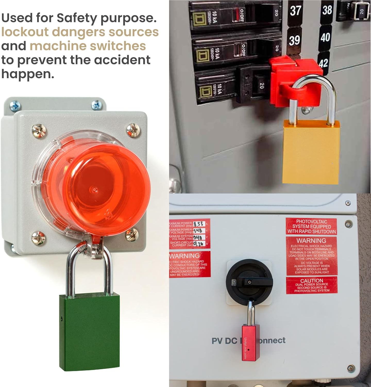 Unity Keyed Alike Aluminum Alloy Lockout Tagout Padlock (5, Yellow)